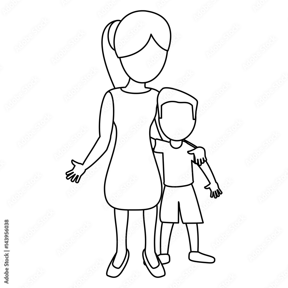 mother hugging son lovely outline vector illustration eps 10 mother hugging son lovely outline vector illustration eps 10