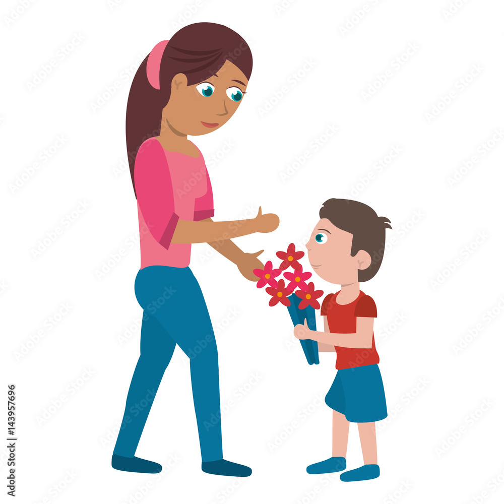 child gift bouquet flowers mother vector illustration eps 10 child gift bouquet flowers mother vector illustration eps 10
