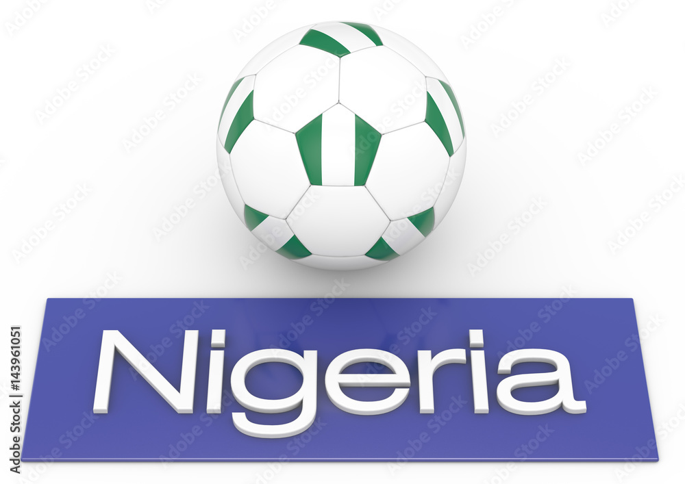 Fußball mit Flagge Nigeria, Version 2, 3D-Rendering Fußball mit Flagge Nigeria, Version 2, 3D-Rendering