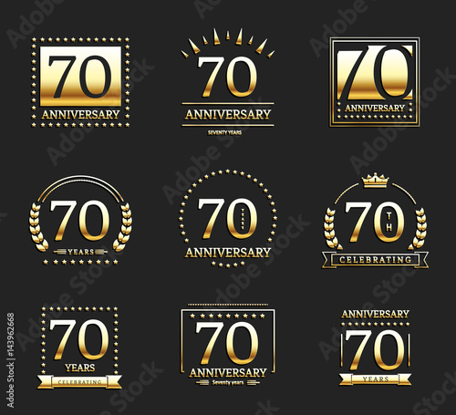 70 years anniversary logo set. Vector illustration.