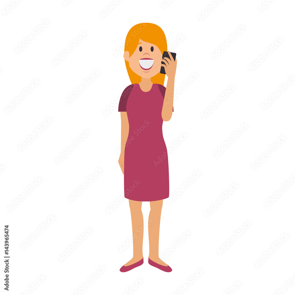 young woman with smartphone avatar character young woman with smartphone avatar character