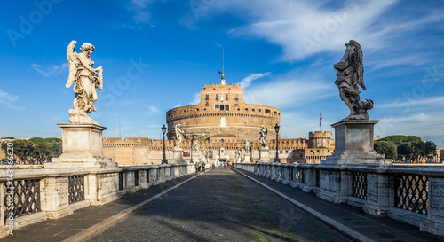 Holy Angel Castle (Castel Sant'Angelo) in Rome, Italy. Rome architecture and landmark. Holy Angel Castle, also known as Hadrian Mausoleum is one of the main attractions of Rome and Italy.