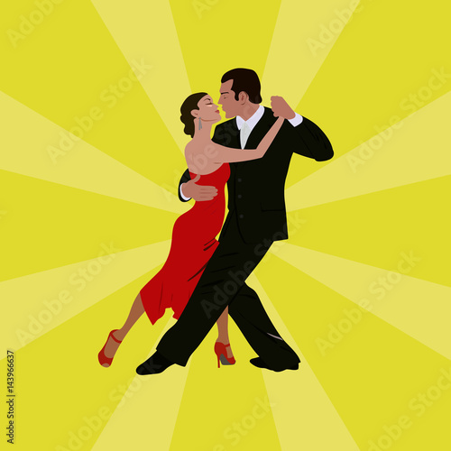 Tango dancing couple man and woman