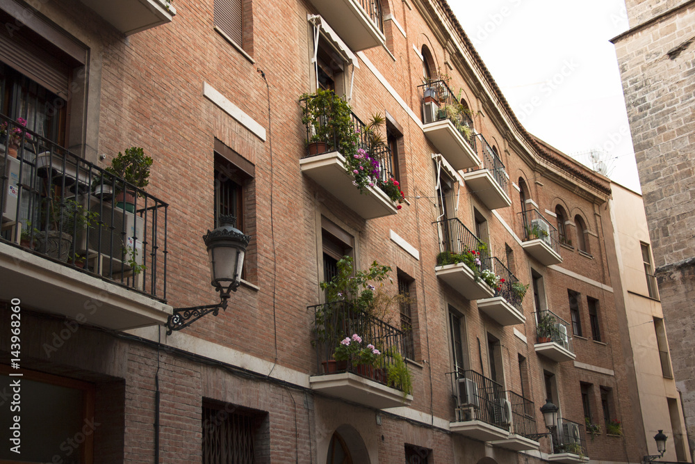 View of historical street in the center city of Valencia Spain. View of historical street in the center city of Valencia Spain.