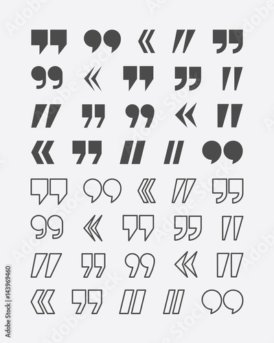 Quote marks vector abstract icon set