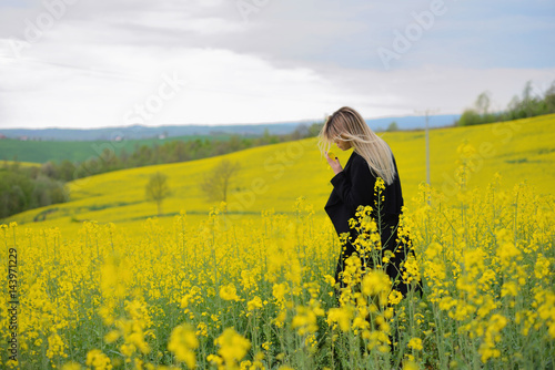 Young woman in flower fields