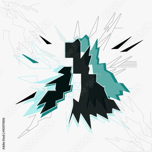 Black turquoise graphic elements vector – progressive, geometric, futuristic, technical and modern