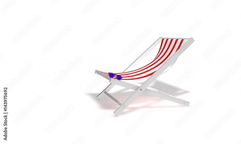 Sunglasses and sunbed beach, 3d render Sunglasses and sunbed beach, 3d render
