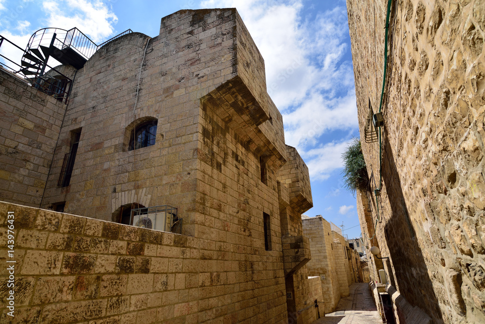 Ancient streets in Old City of Jerusalem.