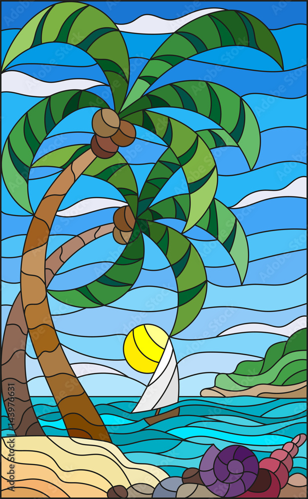 Palm Tree Stained Glass Pattern