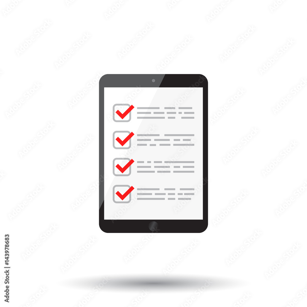 Businessman checklist with tablet. Check list icon flat vector illustration. Businessman checklist with tablet. Check list icon flat vector illustration.