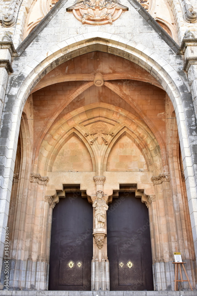 entrance of church in town Soller,Mallorca,island
