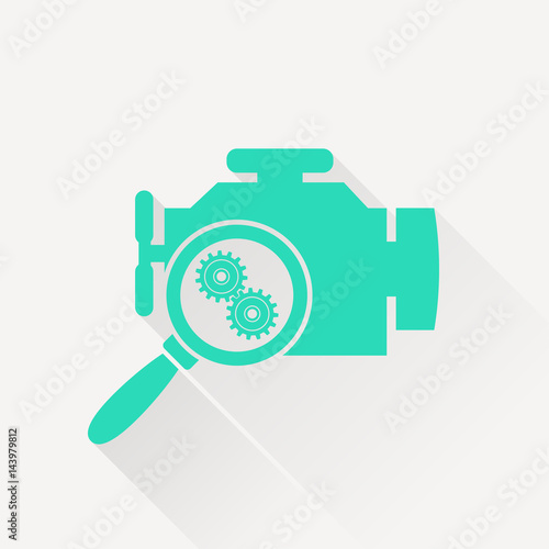 Car engine diagnostic repair flat icon. Vector illustration.
