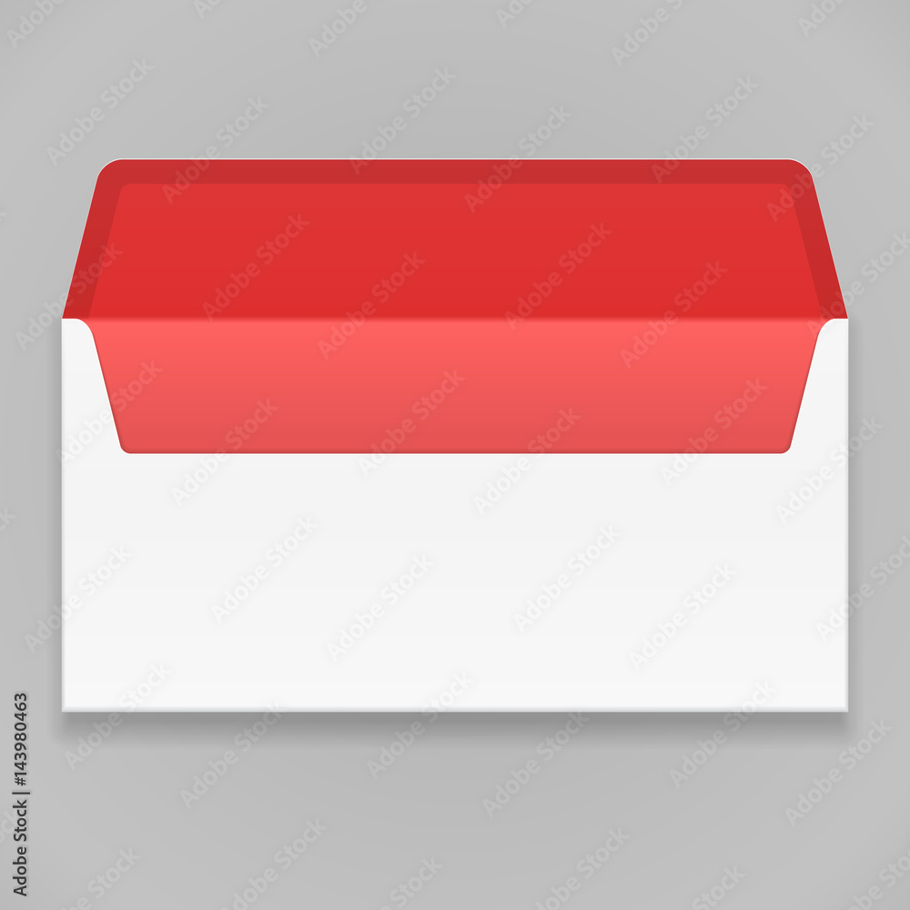 White Red Blank Envelope. Illustration Isolated On Gray Background. Mock Up Template Ready For Your Design. Vector EPS10 White Red Blank Envelope. Illustration Isolated On Gray Background. Mock Up Template Ready For Your Design. Vector EPS10