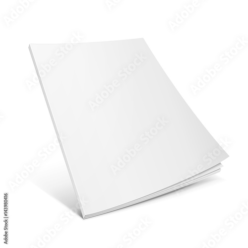 Blank Flying Cover Of Magazine, Book, Booklet, Brochure. Illustration Isolated On White Background. Mock Up Template Ready For Your Design. Vector EPS10 photo