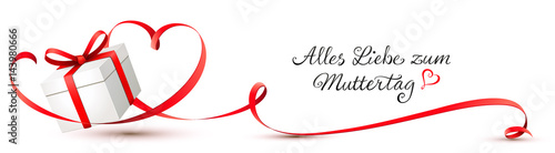 Geschenkbox mit geschwungenem Herz Schleifenband - Alles Liebe zum Muttertag
