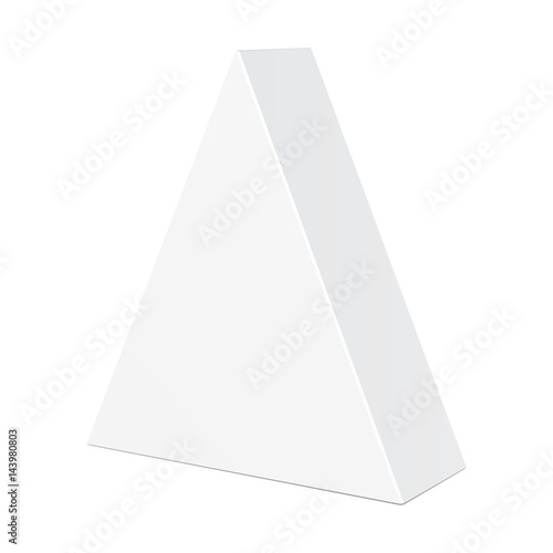 White Cardboard Triangle Box Packaging For Food, Gift Or Other Products. Illustration Isolated On White Background. Mock Up Template Ready For Your Design. Product Packing Vector EPS10