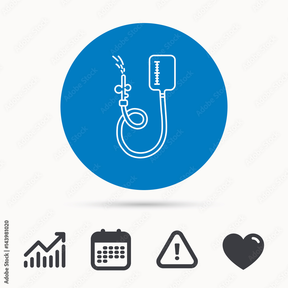 Drop counter icon. Medical procedure sign. Calendar, attention sign and growth chart. Button with web icon. Vector Drop counter icon. Medical procedure sign. Calendar, attention sign and growth chart. Button with web icon. Vector