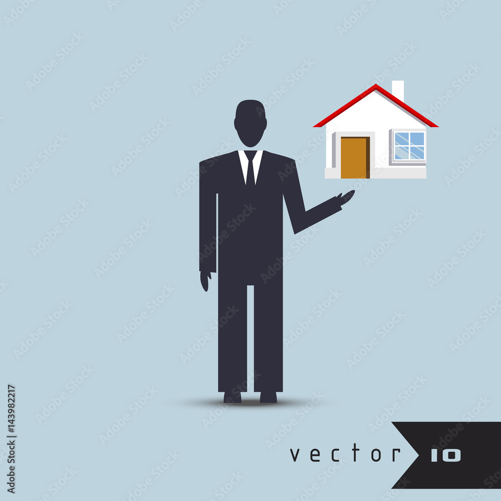Leader offers a house solution vector infographic concept