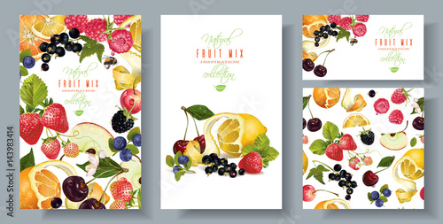 Fruit and berry banners set photo