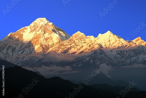 evening sunset view of mount Dhaulagiri  Himalayas  Nepal