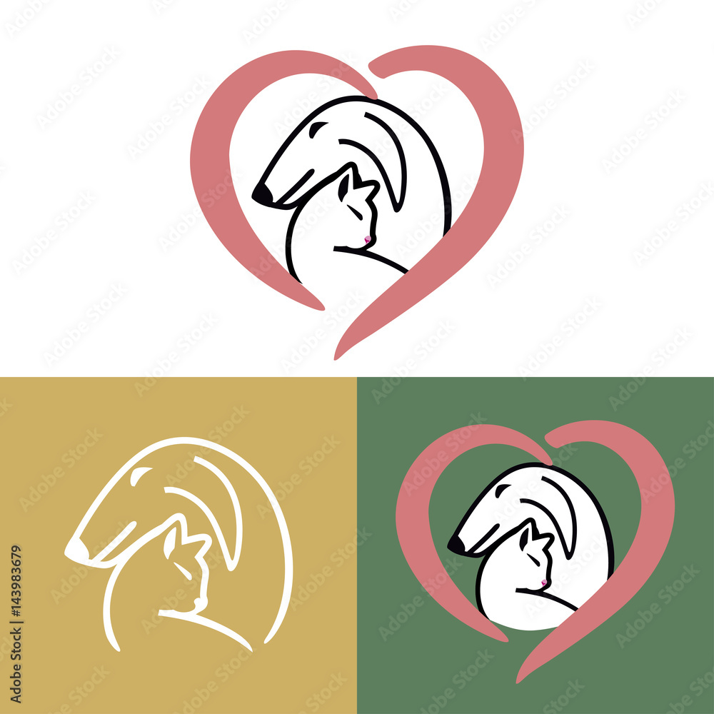 pets care dog and cat / Vector logo design template for pet care, shops, veterinary clinics and animal shelters homeless. Dog and cat symbol. pets care dog and cat / Vector logo design template for pet care, shops, veterinary clinics and animal shelters homeless. Dog and cat symbol.