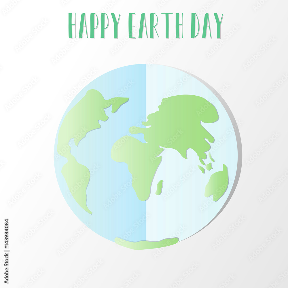Ecology concept. save world or earth vector illustration, Hands try to holding The earth with Happy Earth Day text
