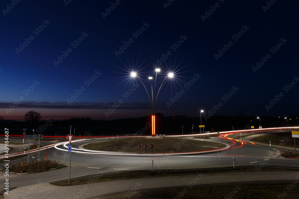 Long Time exposure at traffic circle in Germany Long Time exposure at traffic circle in Germany