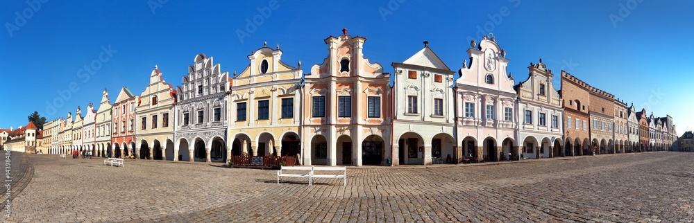 Panoramic view of Telc or Teltsch town square