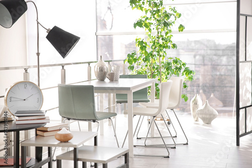 Modern interior of dinning room photo