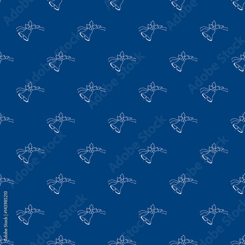 Contour of white bells on blue background. Fashion graphic design. Modern stylish abstract texture. Template for prints, textile, wrapping and decoration, wallpaper.