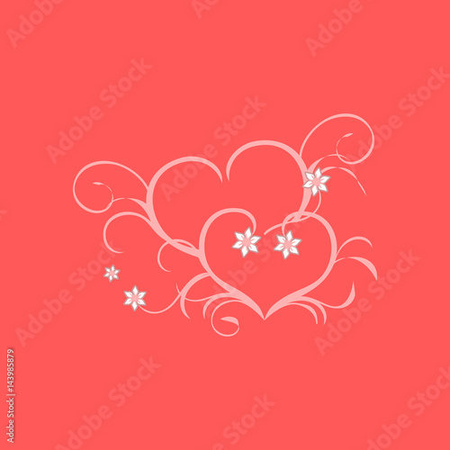 Two light-pink hearts sign pattern on pink background. Modern fashion design. Style graphic. Template for prints, decoration. Vector illustration.