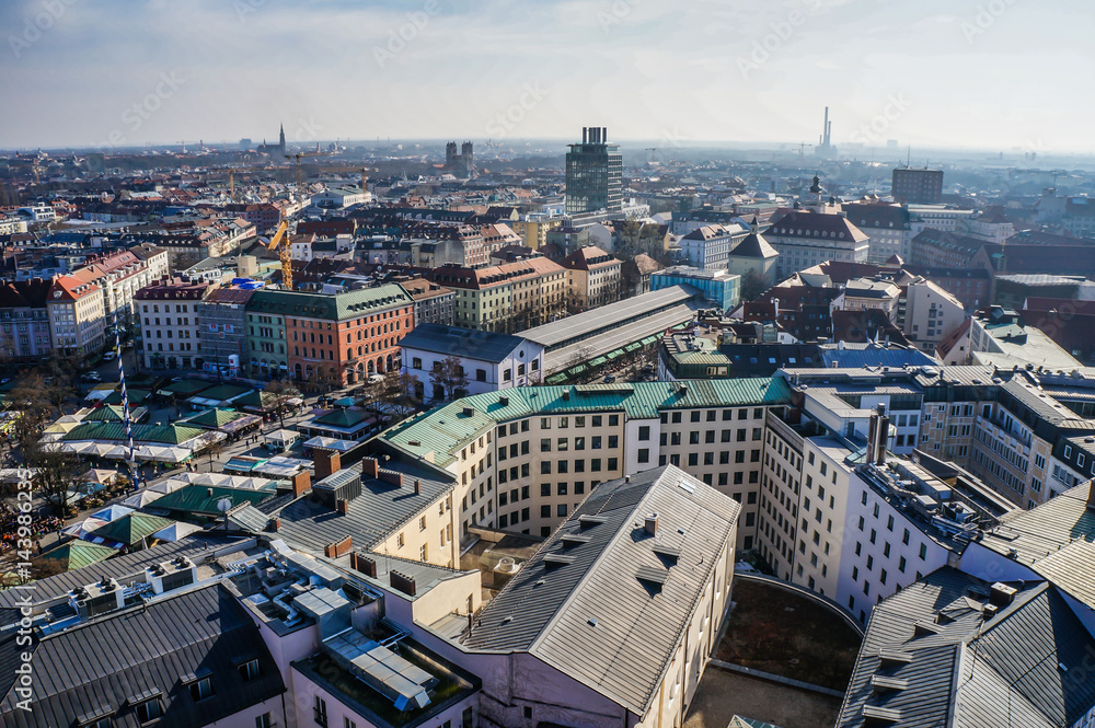 Panorama view of Munich city center.