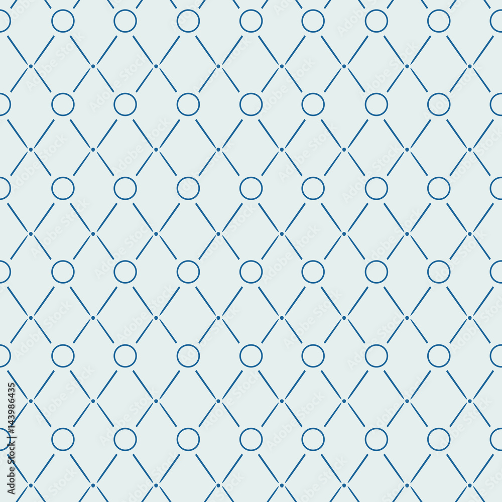 Fototapeta premium Rhombus blue seamless elegant pattern. Cute pastel soft color background. Geometric gird vector ornament texture.