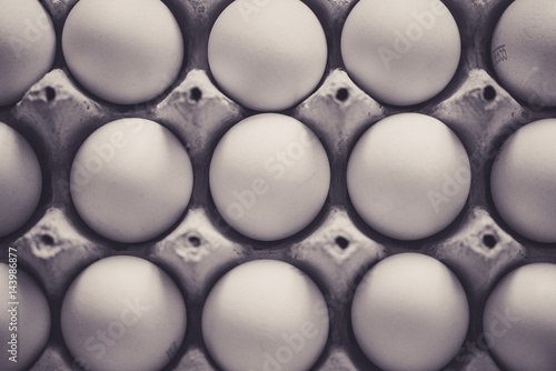 Closeup of eggs in a cardbo...