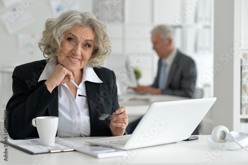 Team of older businessmen working 