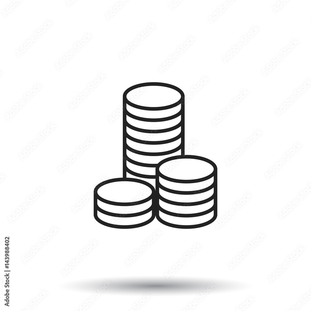 Coins stack vector illustration. Money stacked coins icon in flat style. Coins stack vector illustration. Money stacked coins icon in flat style.