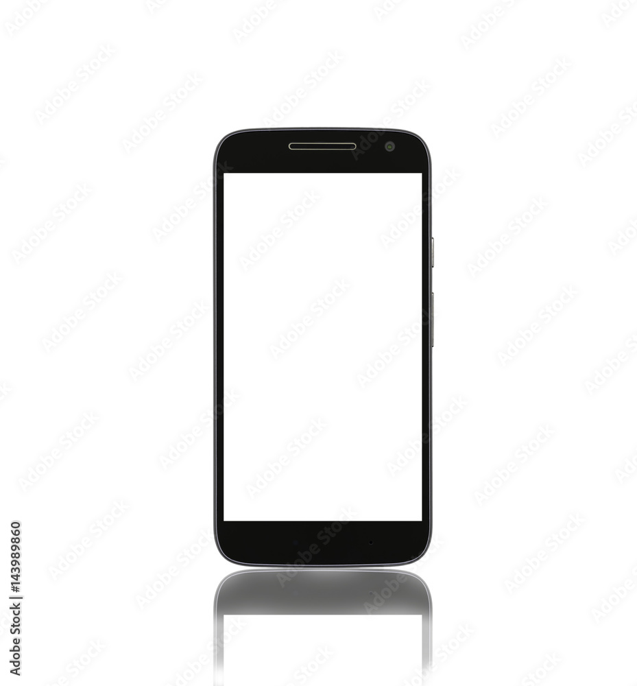 Smart phone on white background. With blank screen for mockup. Smart phone on white background. With blank screen for mockup.