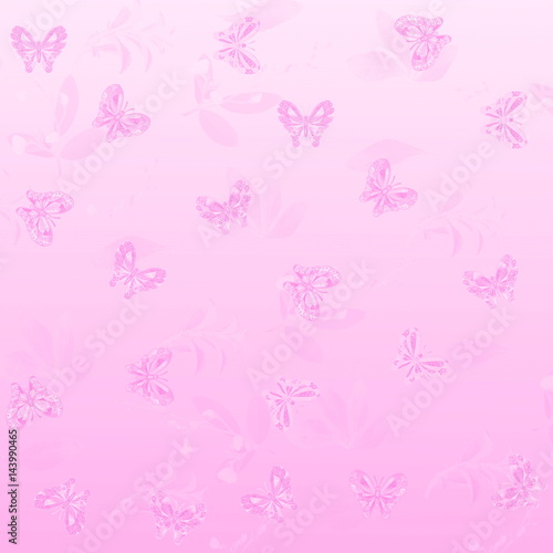 butterfly and plant Texture pink background