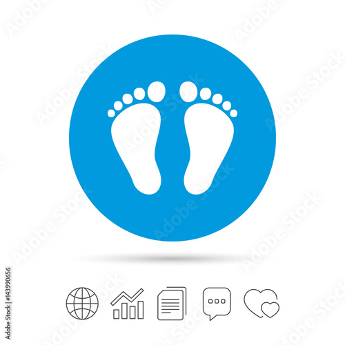 Child pair of footprint sign icon. Barefoot .