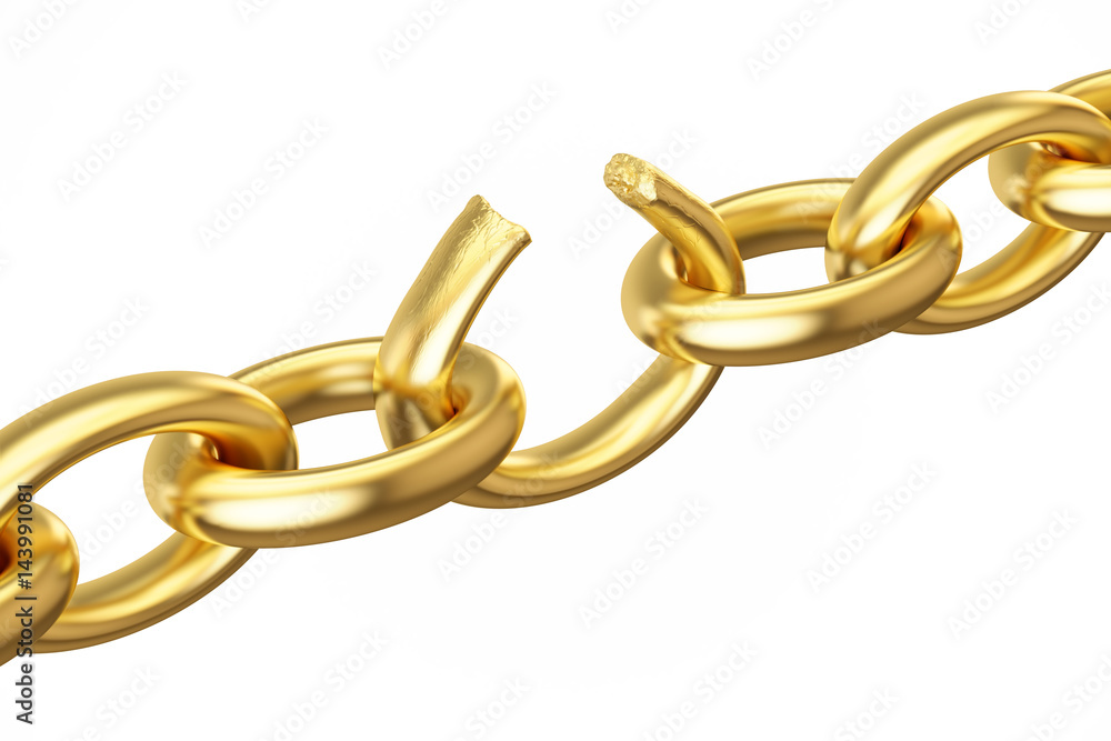 Obraz premium breaking golden chain, 3D rendering
