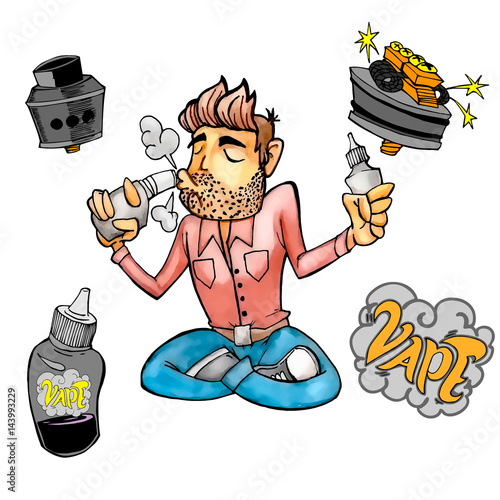 cartoon boy with e cigarette