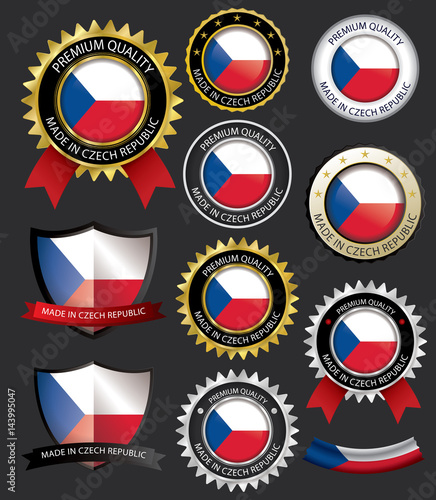 Made in Czech Republic Seal, Czech Flag (Vector Art)