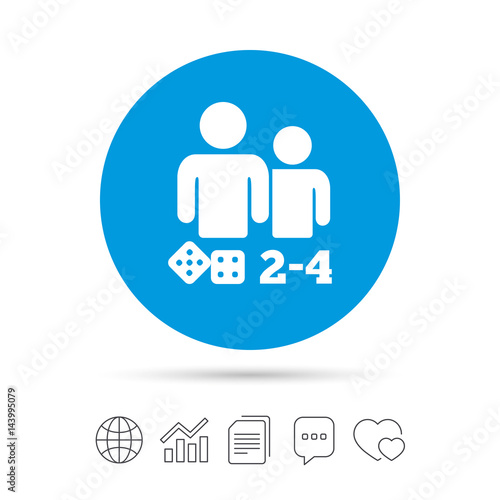 Board games sign icon. 2-4 players symbol.