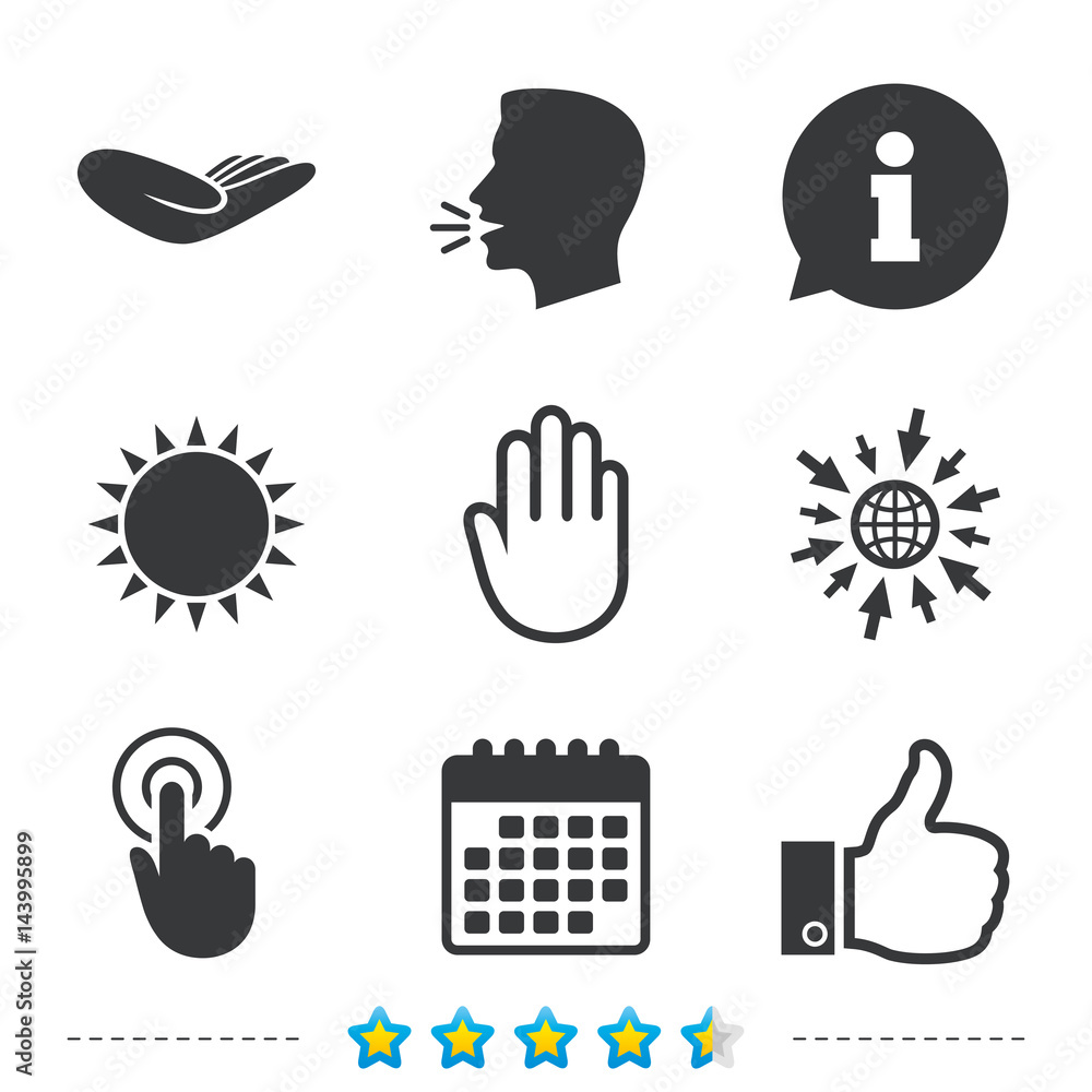 Fototapeta premium Hand icons. Like thumb up and click here symbols.