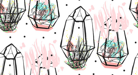 Sierkussen Terrariumplanten patronen Ruw terrarium vetplanten pastel stippen  © anastasy_helter