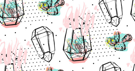 Sierkussen Terrariumplanten patronen Vetplanten met stippen pastel wit  © anastasy_helter