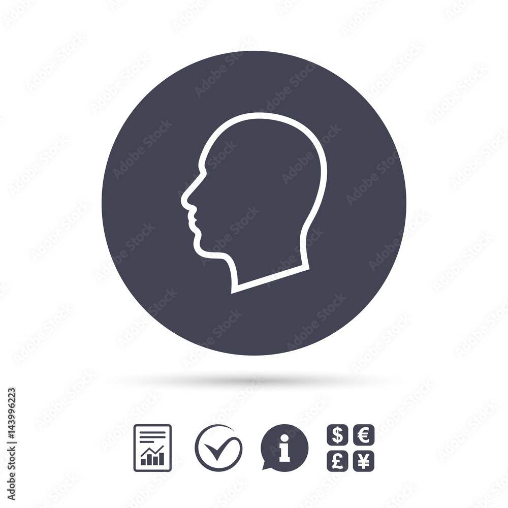 Head sign icon. Male human head. Head sign icon. Male human head.