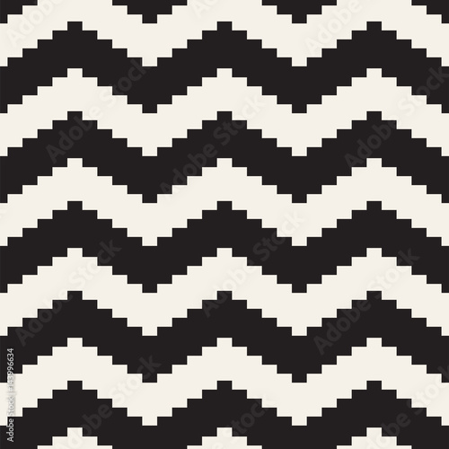 Halftone Edgy Lines Mosaic Endless Stylish Texture. Vector Seamless Black and White Pattern