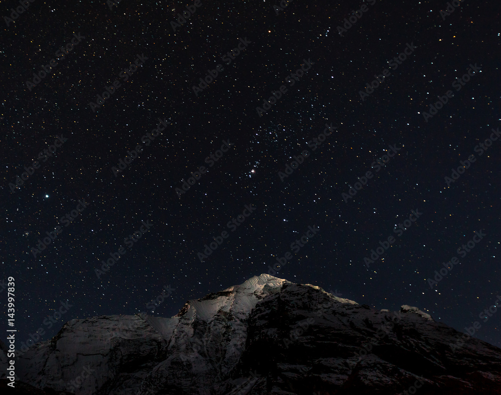 The constellation Orion on the beautiful Himalayan night sky - Nepal
